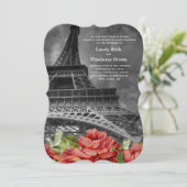 エッフェルタワーヴィンテージフローラ結婚式招待状 招待状 (スタンド正面)