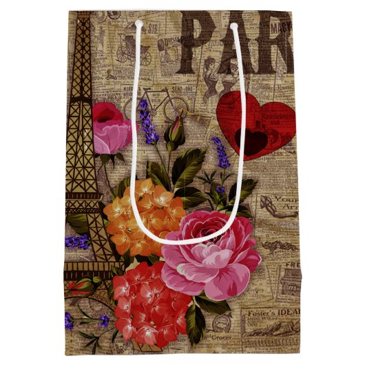 エッフェルタワーヴィンテージ フランスの ミディアムペーパーバッグ (裏面)