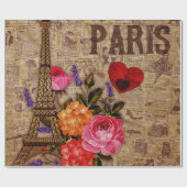 エッフェルタワーヴィンテージ フランスの ラッピングペーパー (フラット)