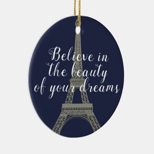エッフェルタワー信じ引用文パーソナライズされた セラミックオーナメント (右)