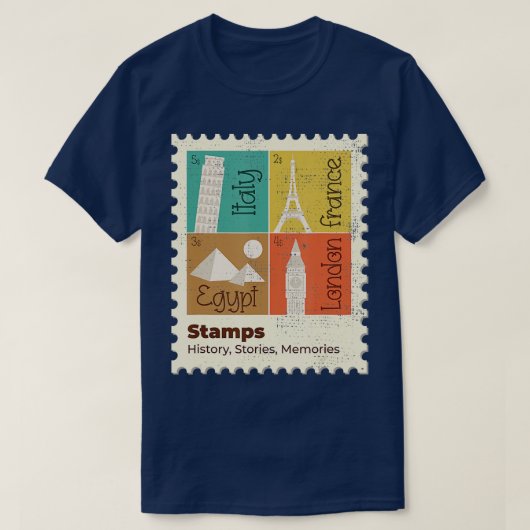 エッフェルタワー傾いた塔のピサピラミッドクロックT Tシャツ (デザイン正面)