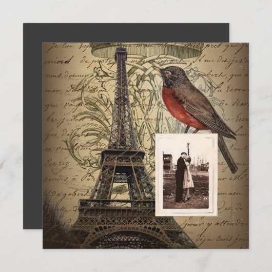 エッフェルタワー式結婚記念日 招待状 (正面/裏面)