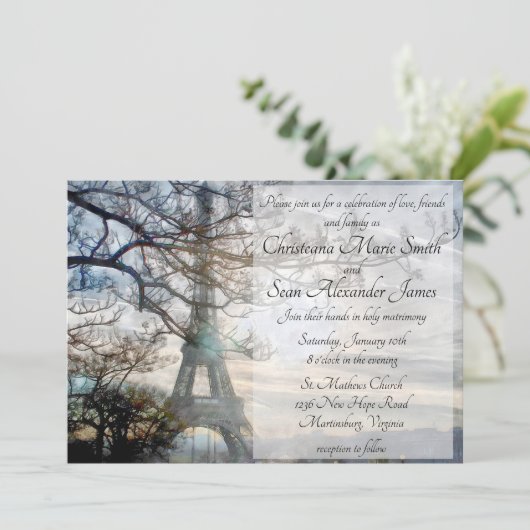 エッフェルタワー春サンライズウォーター色 招待状 (スタンド正面)