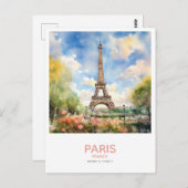 エッフェルタワー春 – パリ,フランス ポストカード (正面/裏面)