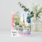 エッフェルタワー水彩夢見景 ポストカード (スタンド正面)