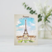 エッフェルタワー水彩絵葉書 ポストカード (スタンド正面)