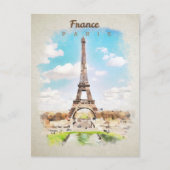 エッフェルタワー水彩絵葉書 ポストカード (正面)