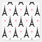 エッフェルタワー水玉模様&ハートパターン スクエアシール (正面)