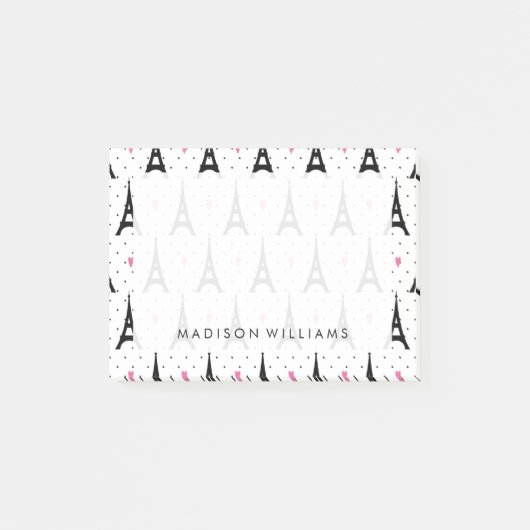 エッフェルタワー水玉模様&ハートパターン ポストイット (正面)