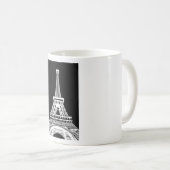 エッフェルタワー白黒画像 コーヒーマグカップ (正面右)