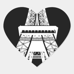 エッフェルタワー白黒画像 ハートシール