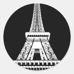 エッフェルタワー白黒画像 ラウンドシール