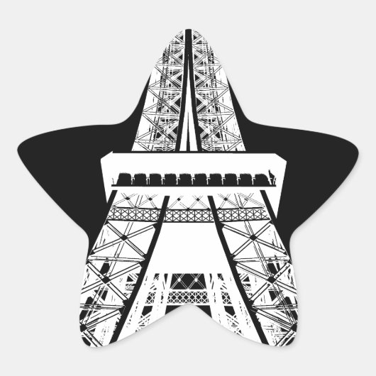エッフェルタワー白黒画像 星シール (正面)