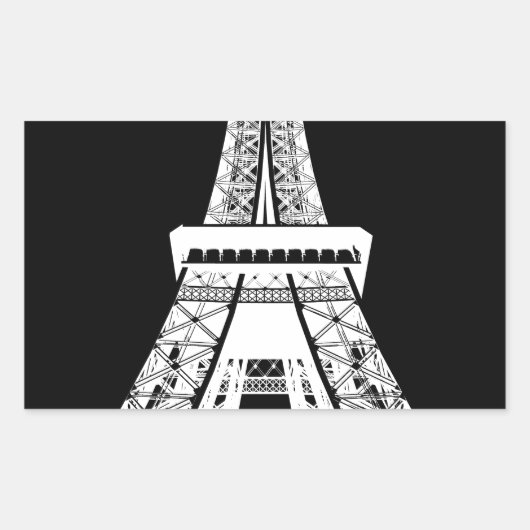 エッフェルタワー白黒画像 長方形シール (正面)