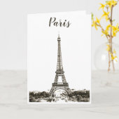 エッフェルタワー白黒 カード (黄色い花)