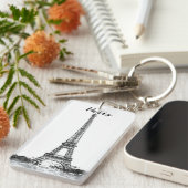 エッフェルタワー白黒 キーホルダー (正面右)
