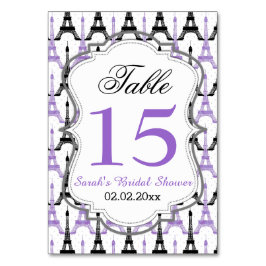 エッフェルタワー紫パーソナライズされたのテーブル番号 テーブルナンバー