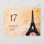 エッフェルタワー結婚のテーブルカード ポストカード (裏面)
