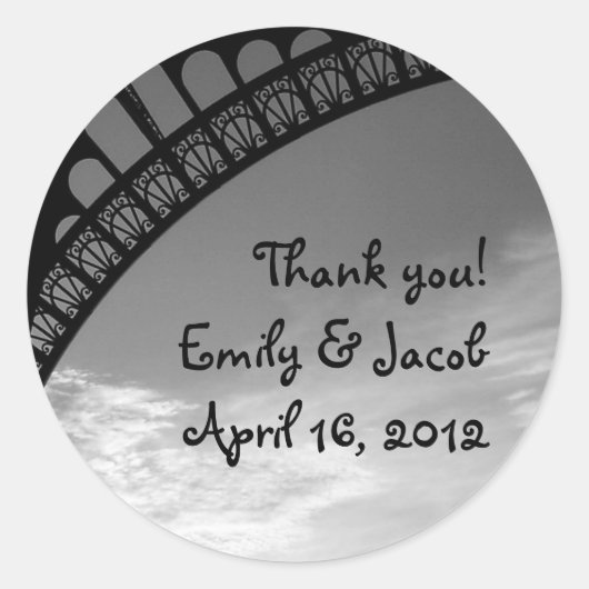 エッフェルタワー結婚式の引き出物ラベル ラウンドシール (正面)