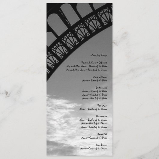 エッフェルタワー結婚式 プログラム (裏面)