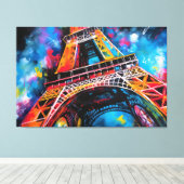 エッフェルタワー絵を描プリント キャンバスプリント (インサイチュ (ウッドフロア))