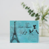 エッフェルタワー花嫁テーブル番号葉書 ポストカード (スタンド正面)