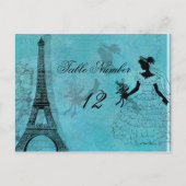 エッフェルタワー花嫁テーブル番号葉書 ポストカード (正面)