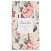 エッフェルタワー蝶とバラパターンありがとう スモールペーパーバッグ (裏面)