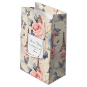 エッフェルタワー蝶とバラパターンありがとう スモールペーパーバッグ (裏面アングル)