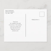 エッフェルタワー蝶とバラパターンありがとう ポストカード (裏面)