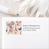 エッフェルタワー蝶とバラパターン – アドレス ラベル (インサイチュ)