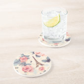 エッフェルタワー蝶とバラパターン コースター (側面)