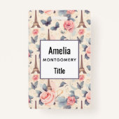 エッフェルタワー蝶とバラパターン バッジ (裏面)