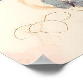 エッフェルタワー蝶とバラパターン ポスター (角)