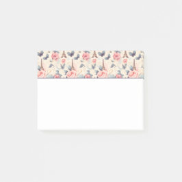 エッフェルタワー蝶とバラパターン ポストイット