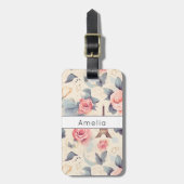 エッフェルタワー蝶とバラパターン ラゲッジタグ (正面縦)