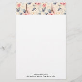 エッフェルタワー蝶とバラパターン 便箋 (正面)