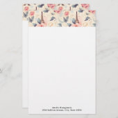 エッフェルタワー蝶とバラパターン 便箋 (正面/裏面)