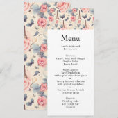 エッフェルタワー蝶とバラ結婚ズメニュー 招待状 (正面/裏面)