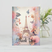 エッフェルタワー蝶と花 サンキューカード (スタンド正面)