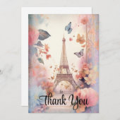 エッフェルタワー蝶と花 サンキューカード (正面/裏面)