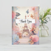エッフェルタワー蝶と花 サンキューカード (スタンド正面)