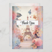 エッフェルタワー蝶と花 サンキューカード (正面/裏面)