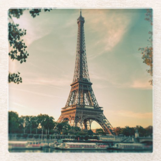 エッフェルタワー装飾用クッション ガラスコースター (正面)