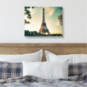 エッフェルタワー装飾用クッション キャンバスプリント (インサイチュ (寝室))