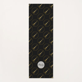 エッフェルタワー金ゴールドグリッタースパークルパターンモノグラム ヨガマット
