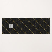 エッフェルタワー金ゴールドグリッタースパークルパターンモノグラム ヨガマット (正面(横))