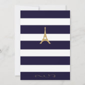 エッフェルタワー金ゴールドストライプの結婚式招待状 招待状 (裏面)