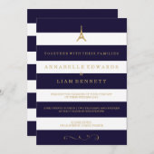 エッフェルタワー金ゴールドストライプの結婚式招待状 招待状 (正面/裏面)