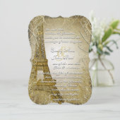 エッフェルタワー金ゴールド旋回葉金ゴールドメタル焼け 招待状 (スタンド正面)